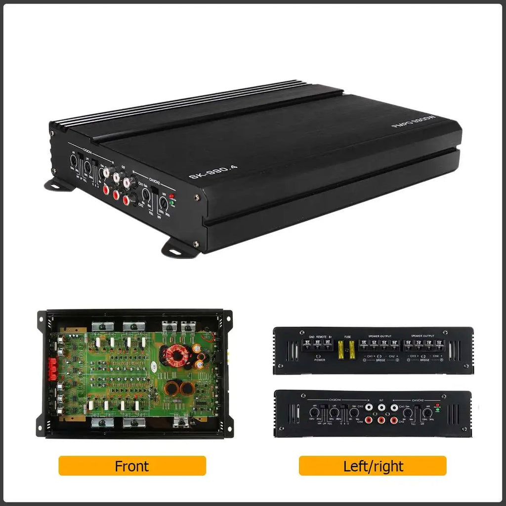 9900W 4-Channel Digital Power Amplifier for Car and Home Audio Systems, 12V Subwoofer Compatible - DriveNova