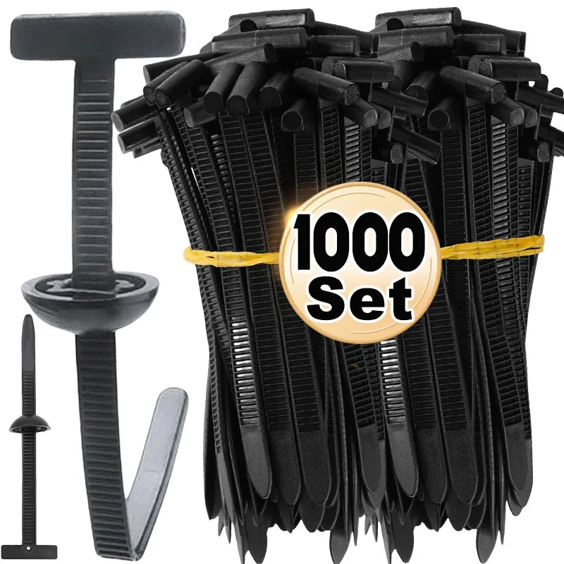 1000/50/20Pcs Car Nylon Ties Wrap Cable Fixed Fastener Clips Car Hose Fastening Zip Strap Self-Locking Reusable Nylon Cable Ties - DriveNova
