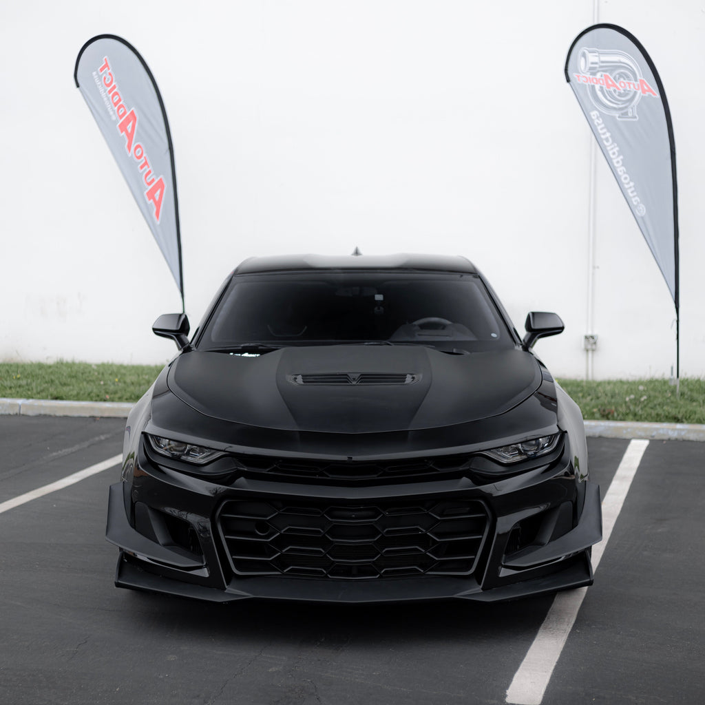 2019-2025 Chevy Camaro ZL1 1LE Track Package Front Bumper Conversion Kit - 13 Piece Flat Black for RS Headlights