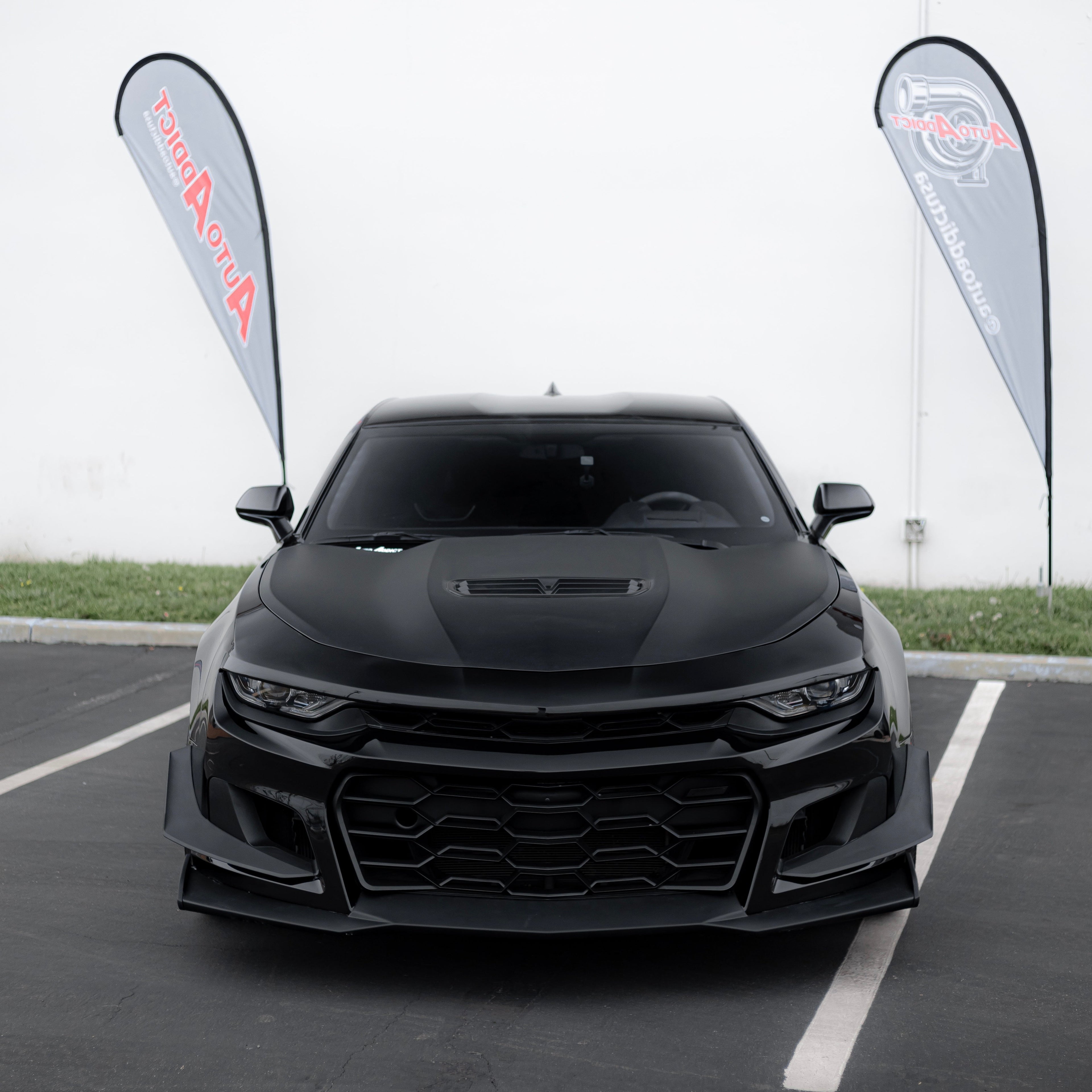 2019-2025 Chevy Camaro ZL1 1LE Track Package Front Bumper Conversion Kit - 13 Piece Flat Black for RS Headlights