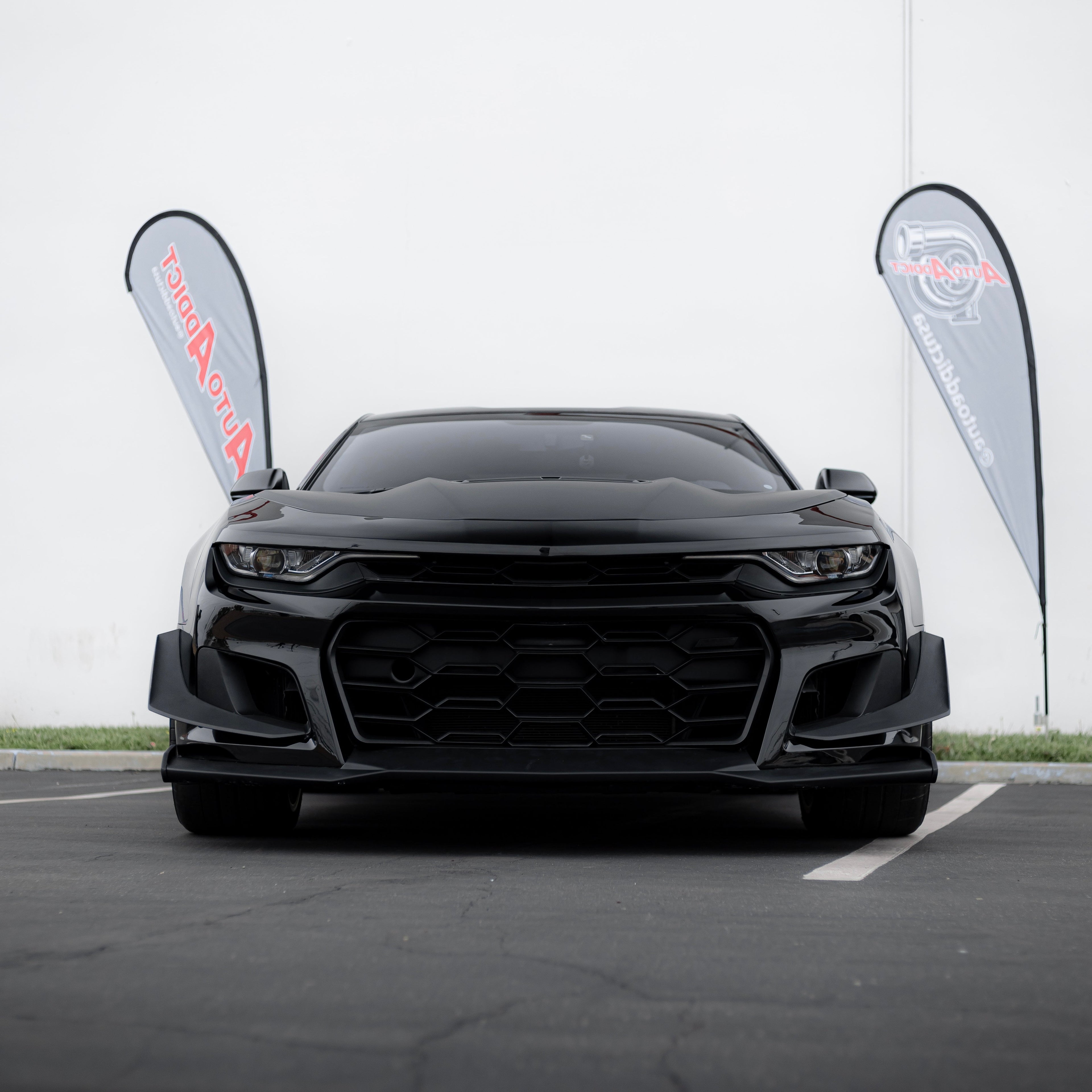 2019-2025 Chevy Camaro ZL1 1LE Track Package Front Bumper Conversion Kit - 13 Piece Flat Black for RS Headlights