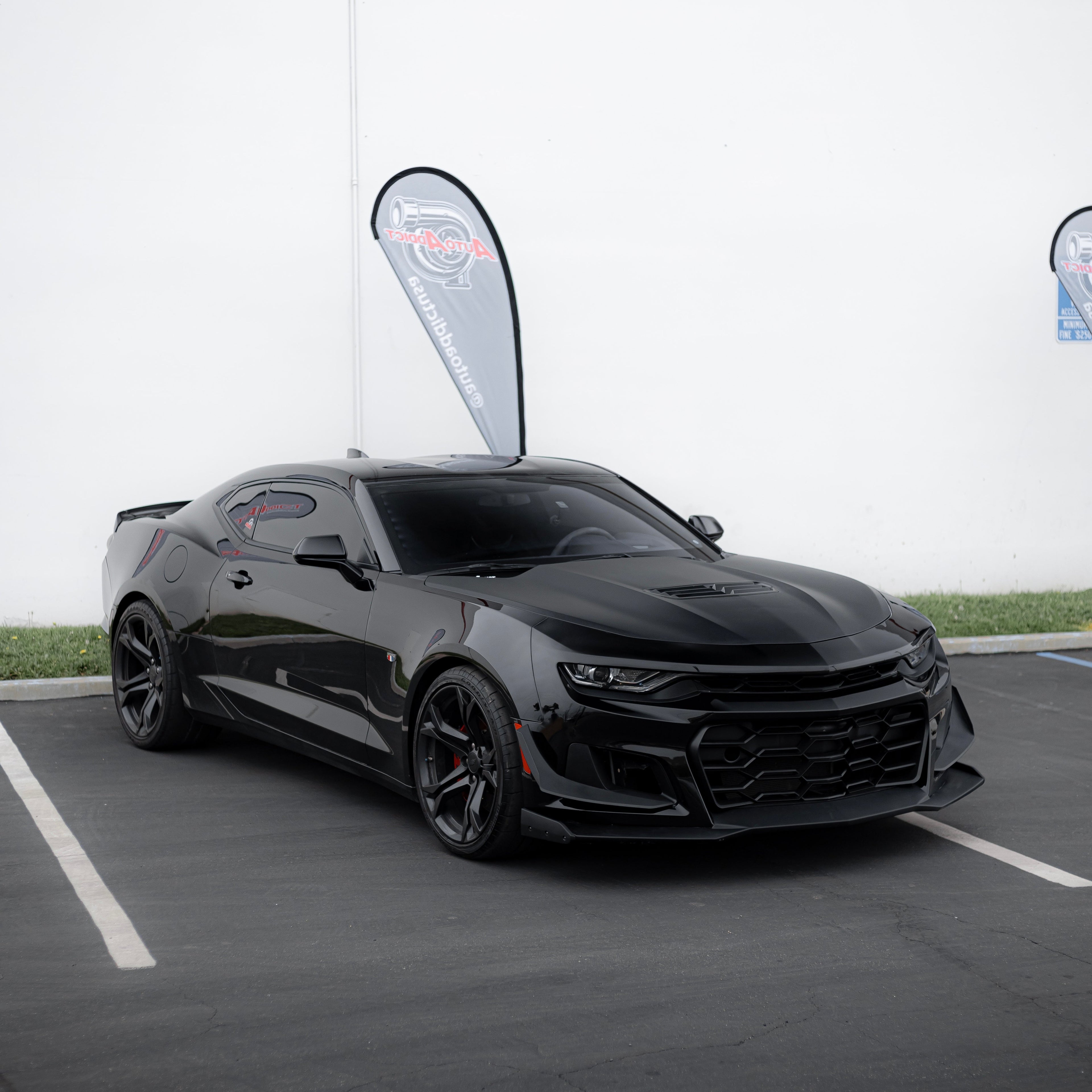 2019-2025 Chevy Camaro ZL1 1LE Track Package Front Bumper Conversion Kit - 13 Piece Flat Black for RS Headlights