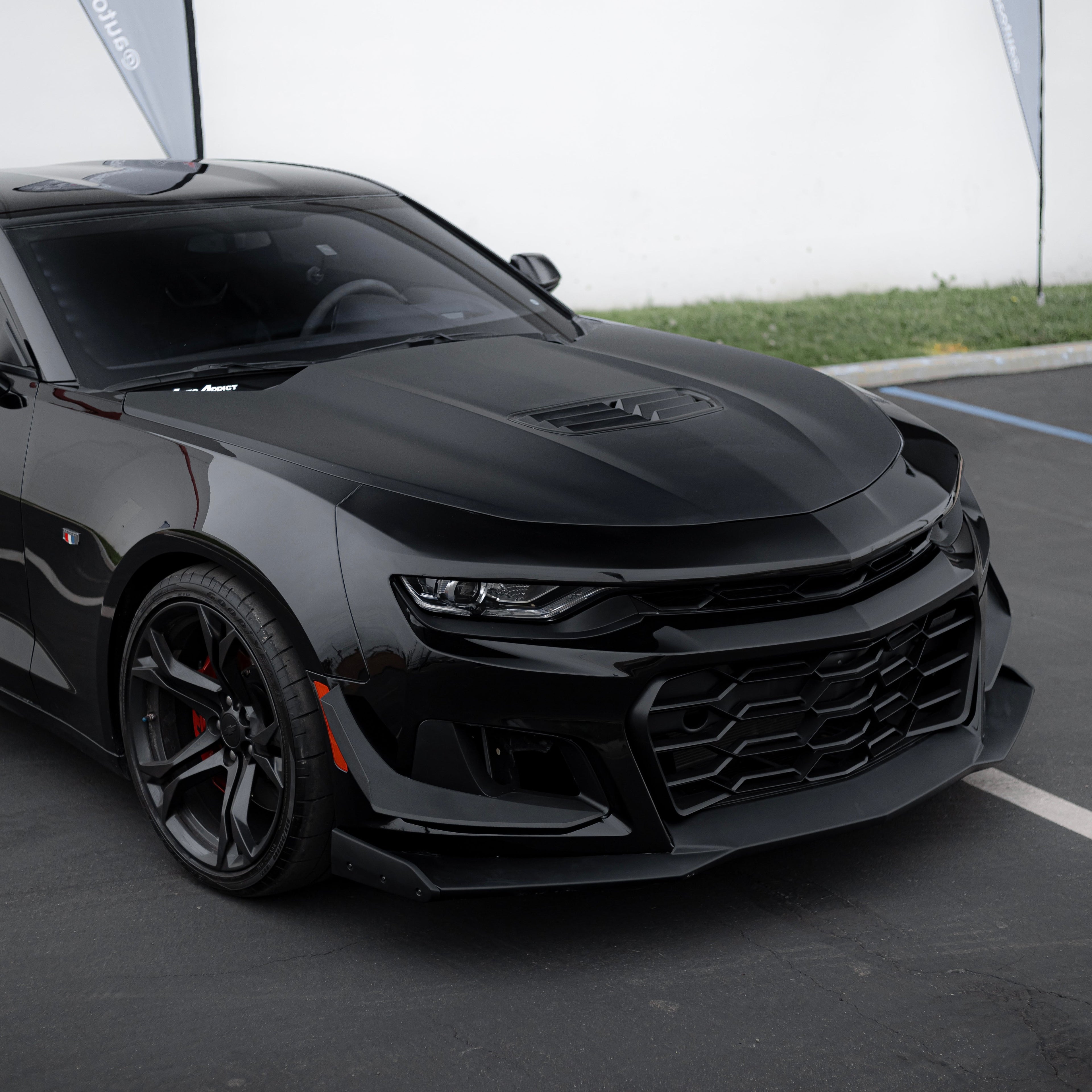2019-2025 Chevy Camaro ZL1 1LE Track Package Front Bumper Conversion Kit - 13 Piece Flat Black for RS Headlights