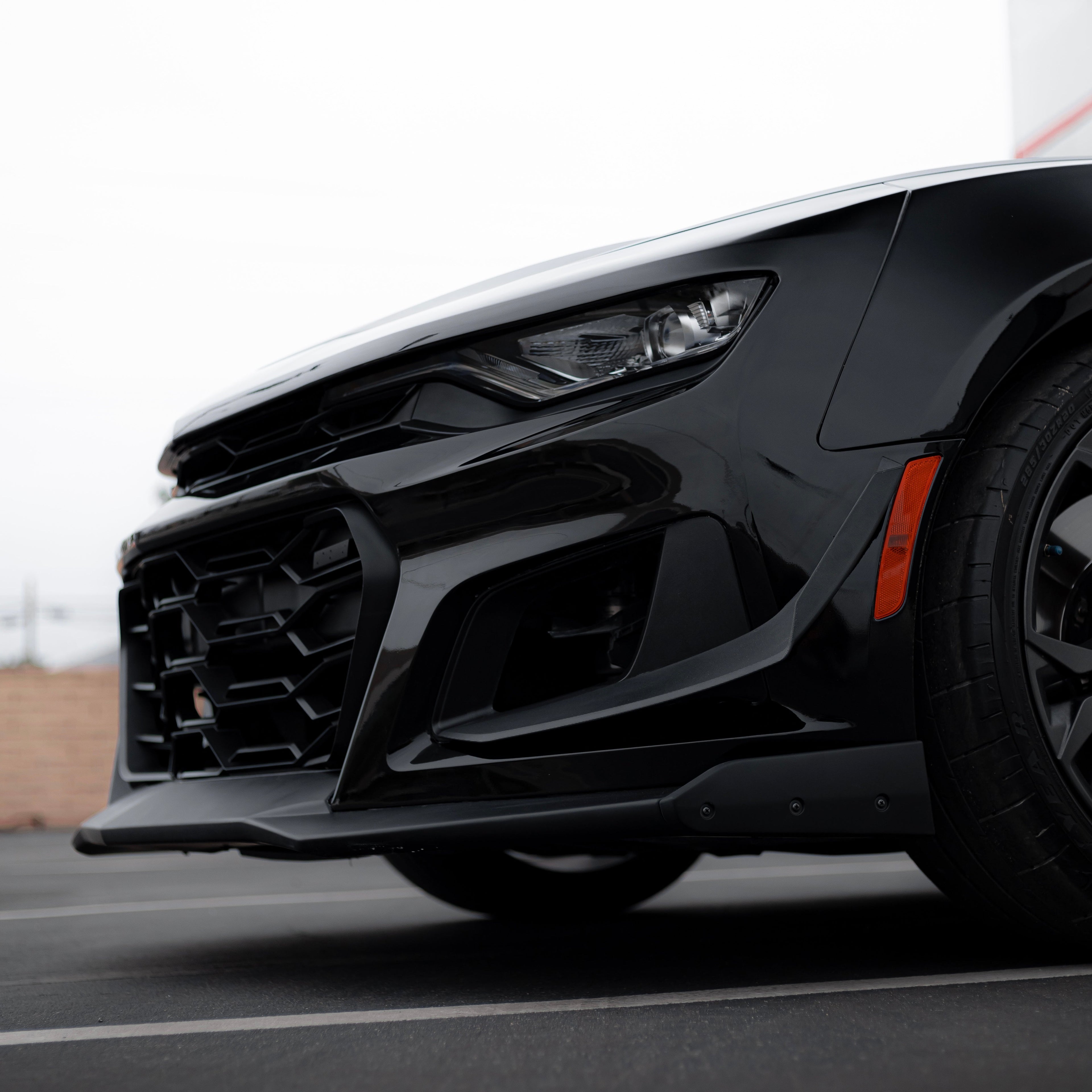 2019-2025 Chevy Camaro ZL1 1LE Track Package Front Bumper Conversion Kit - 13 Piece Flat Black for RS Headlights