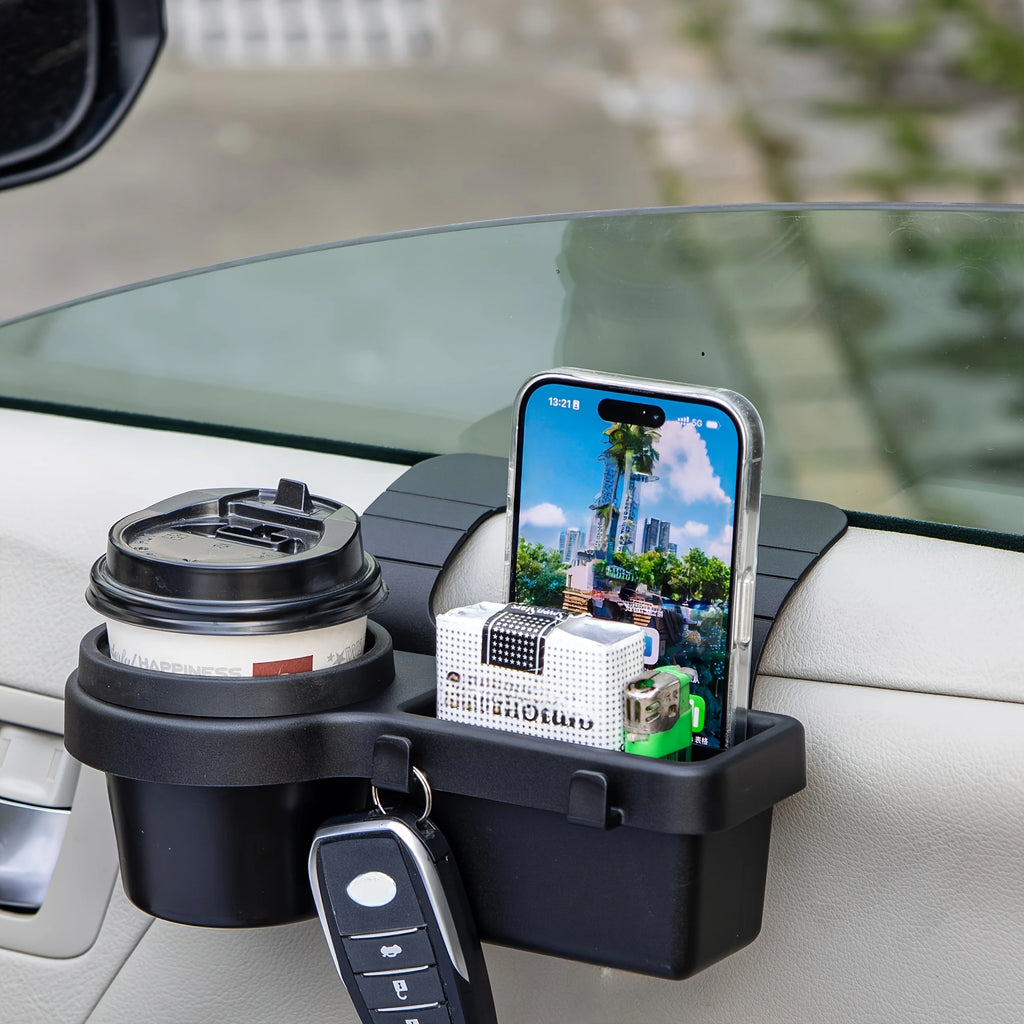 Multi-Functional Car Storage Organizer with Key Holder and Cup Holders