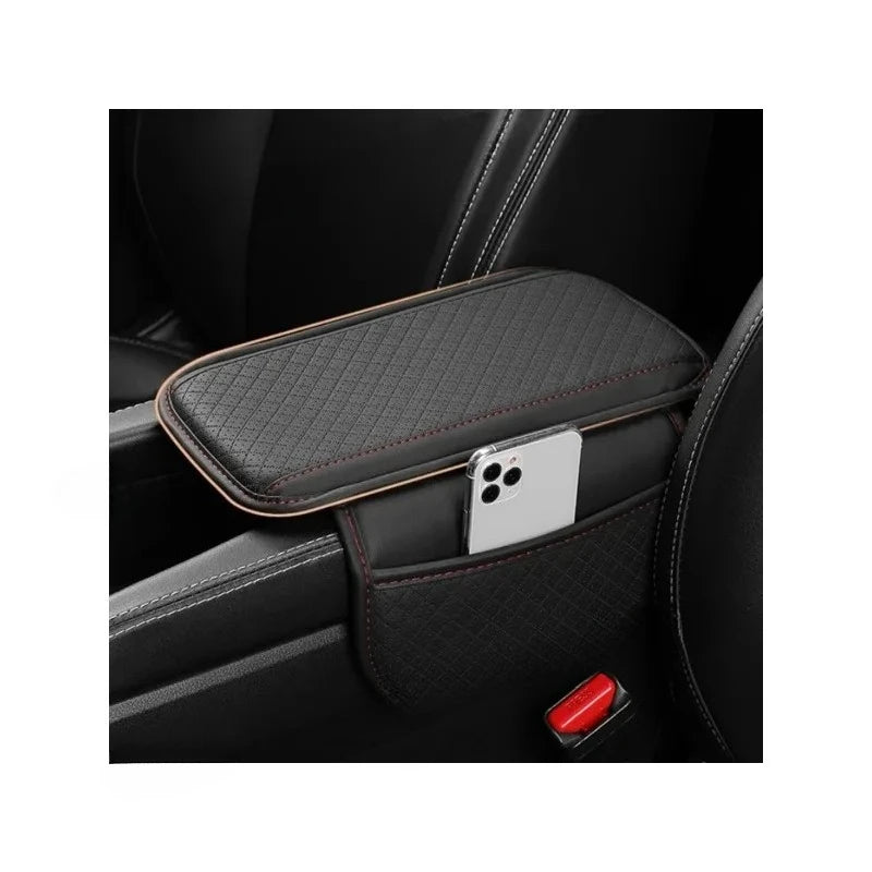 Leather Memory Foam Armrest Pad with Storage Pocket for Car Center Console