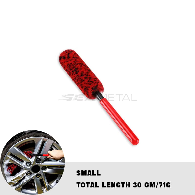 Professional Car Wheel Detailing Brush Set - Plush Wool Cleaning Brushes with Long Bendable Handles for Effective Tire and Rim Care