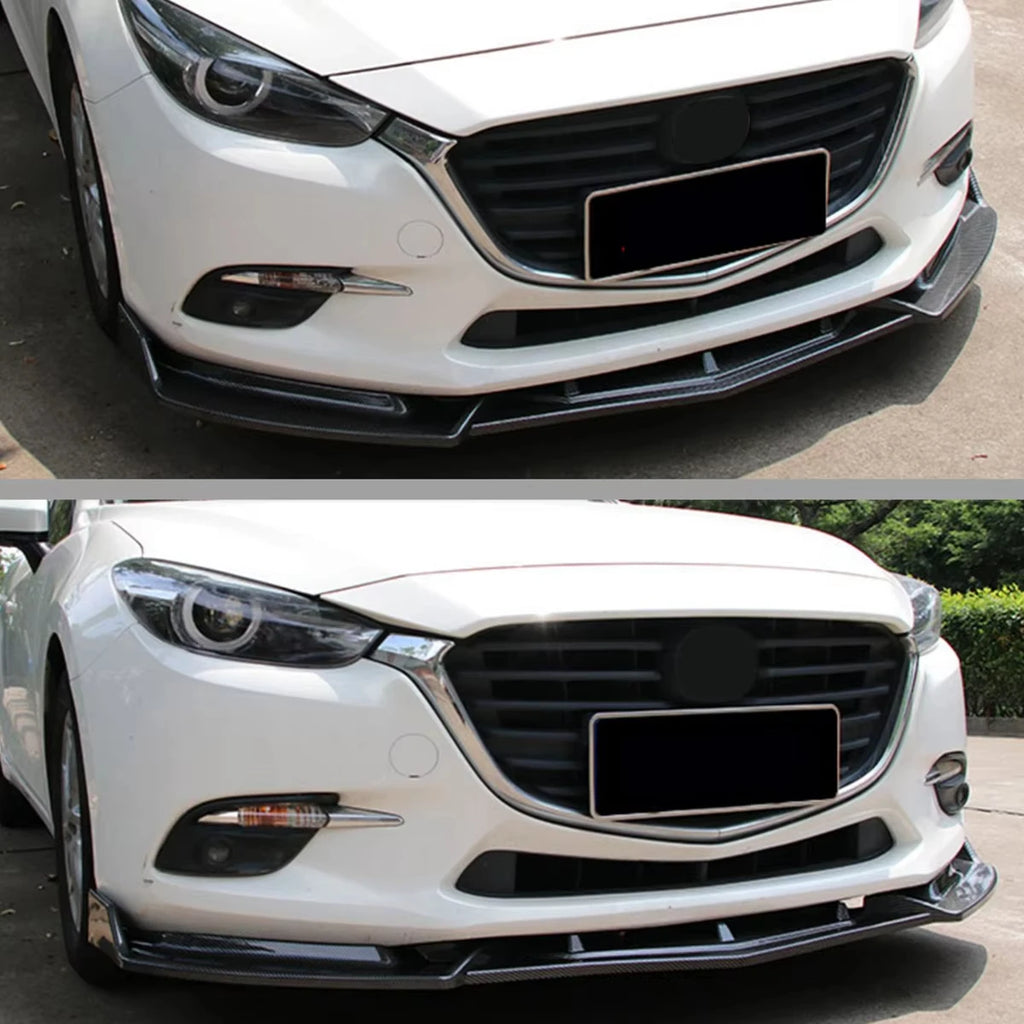 3Pcs Car Front Bumper Splitter Lip Body Kit Spoiler Trim Bumper Diffuser Guard for Mazda 3 Axela 2014 2015 2016 2017 2018 - DriveNova