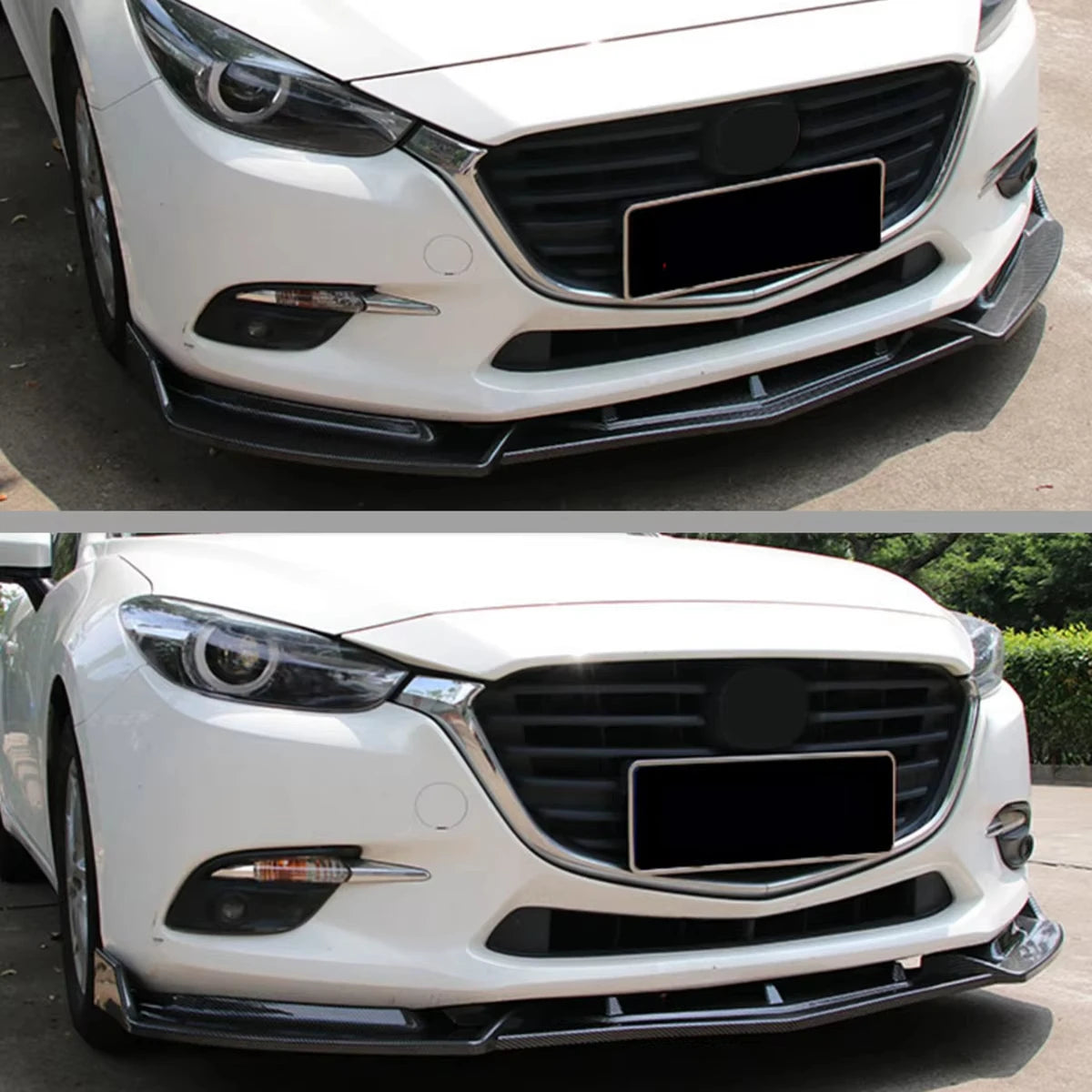 3Pcs Car Front Bumper Splitter Lip Body Kit Spoiler Trim Bumper Diffuser Guard for Mazda 3 Axela 2014 2015 2016 2017 2018 - DriveNova
