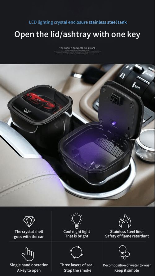 Auto Car ashtray multi function ashtray with light - DriveNova