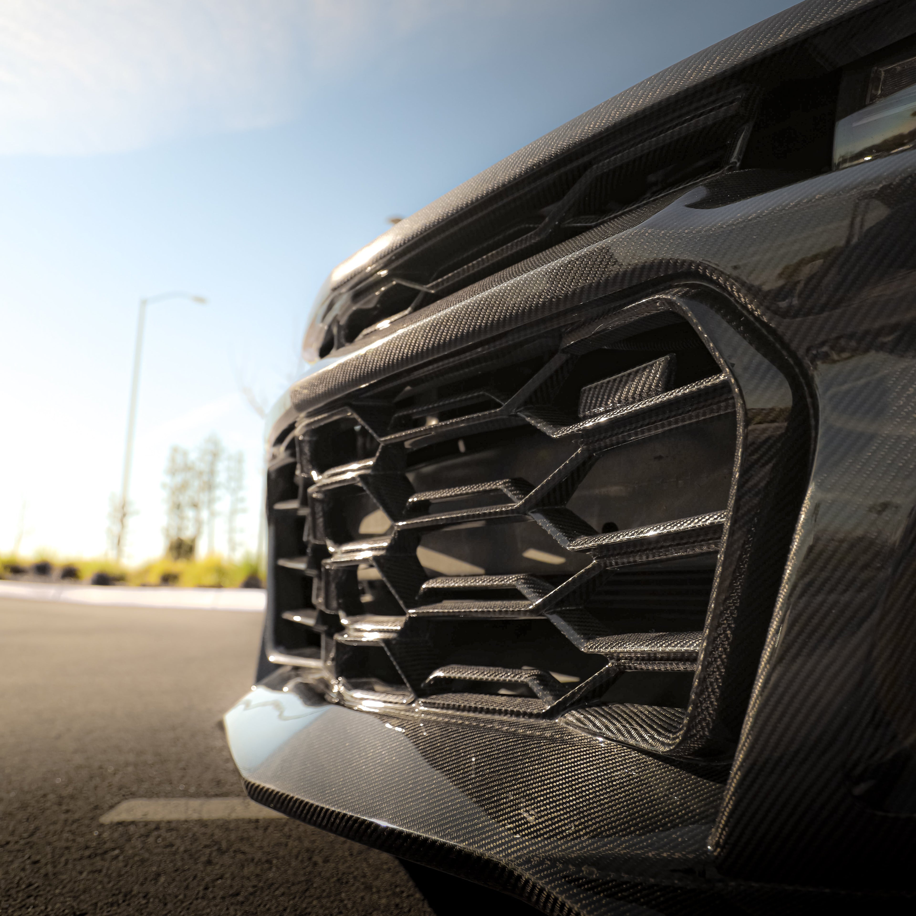 2010-2015 Chevy Camaro Black Panther 1PC Full Gloss Carbon Fiber Front Bumper Conversion Track Package