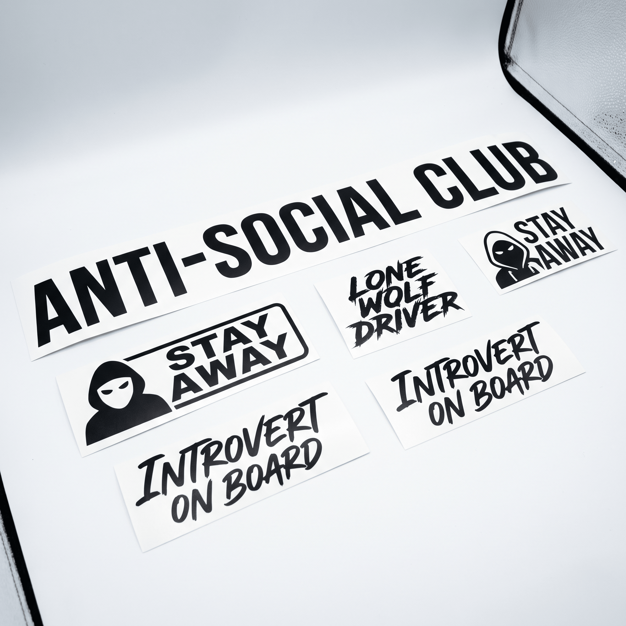 Automotive Anti-Social Decals - Custom Windshield Banners and Bumper Vinyl Stickers for Personalization and Decoration - DriveNova