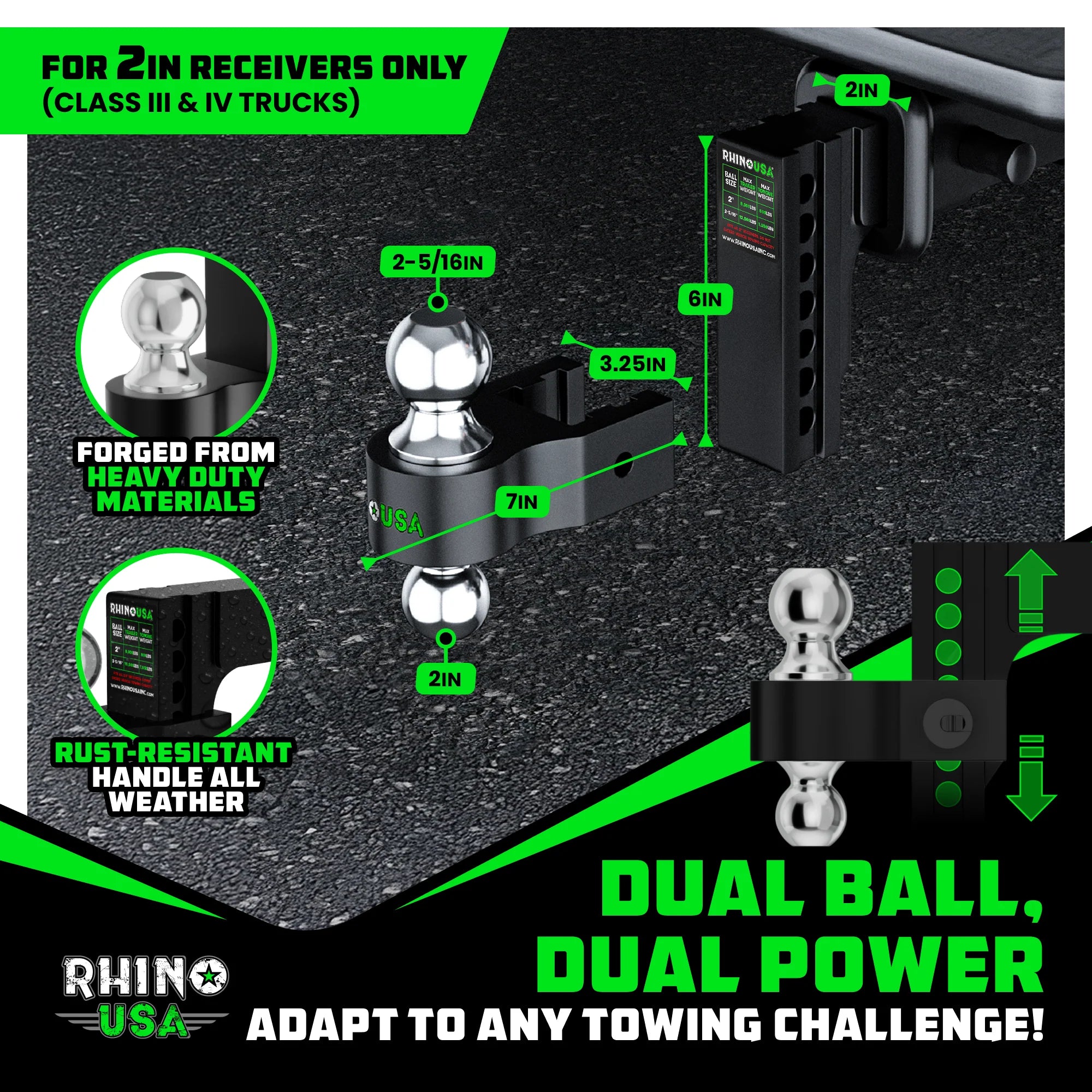 Adjustable Drop Hitch for 2-Inch Receivers