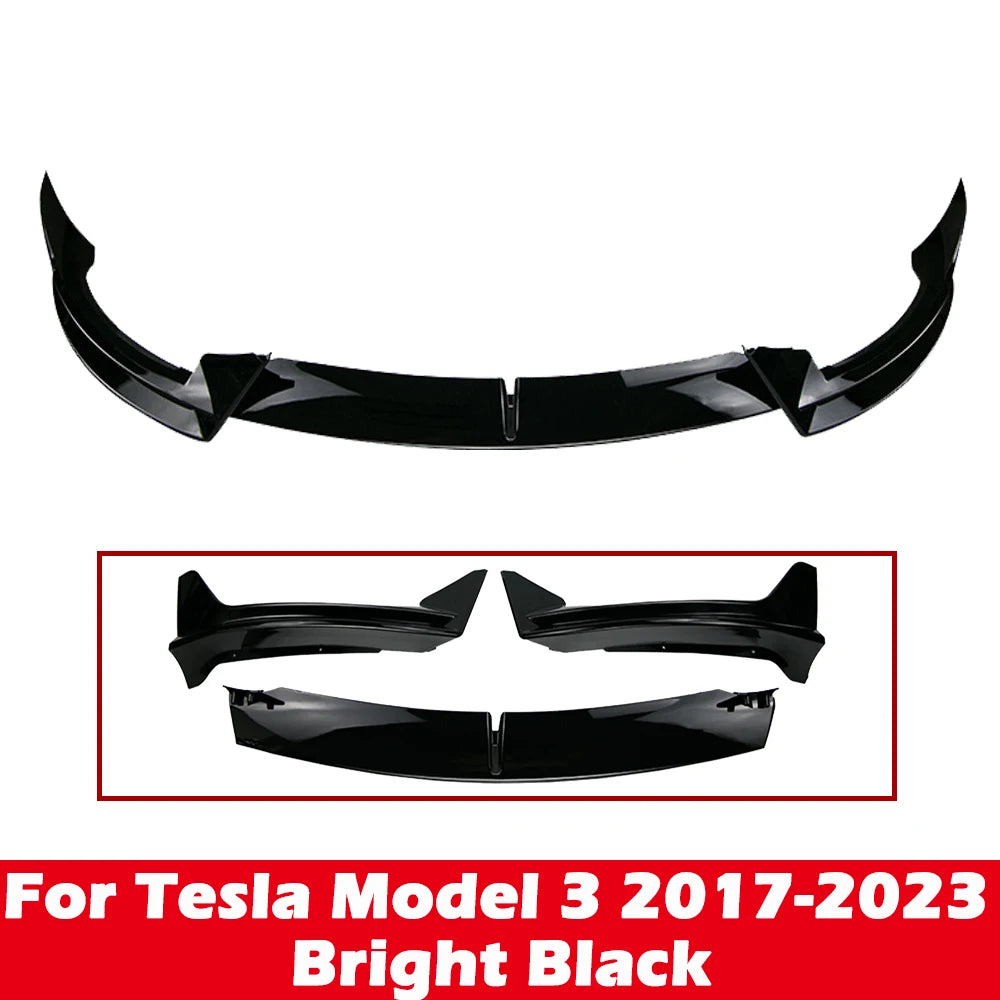 Front Bumper Front Lip Front Shovel Kit Compatible for Tesla Model 3 2017-2023 & Model Y 2017-2024,Body Spoiler Splitter Kit - DriveNova