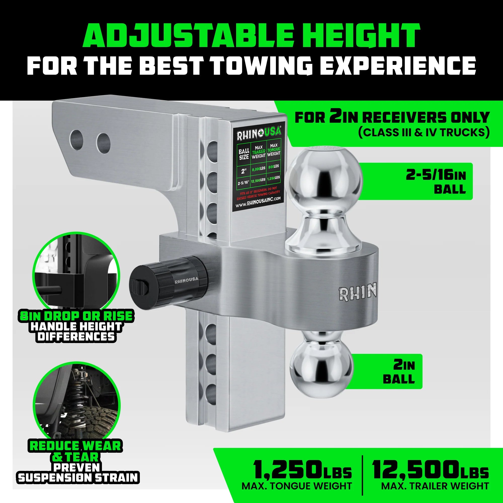 Adjustable Drop Hitch for 2-Inch Receivers