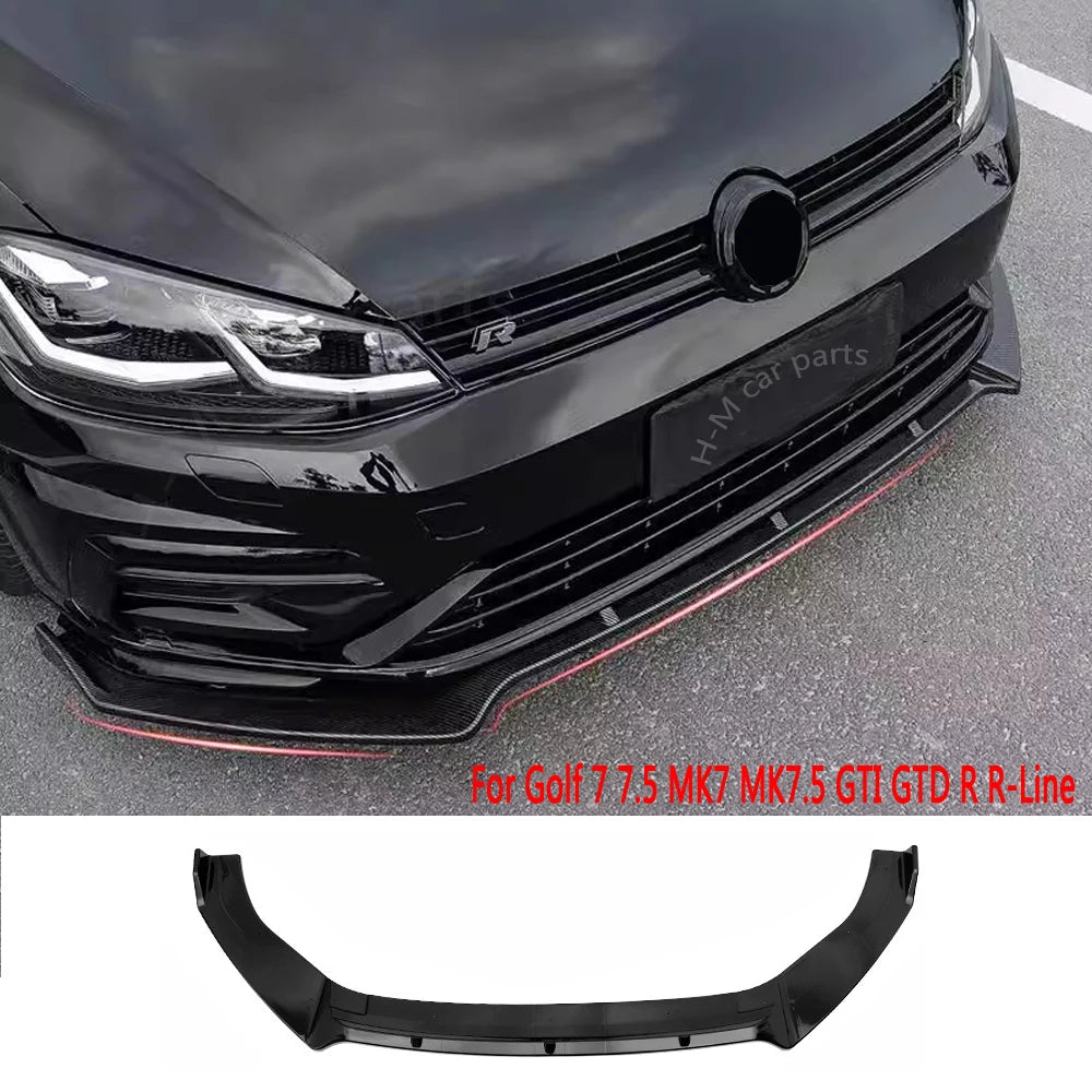 For Golf 7 7.5 MK7 MK7.5 GTI GTD R R-Line 2012-2020 Maxton Style Front Bumper Splitter Lip Diffuser Body Kit Spoiler Guard - DriveNova