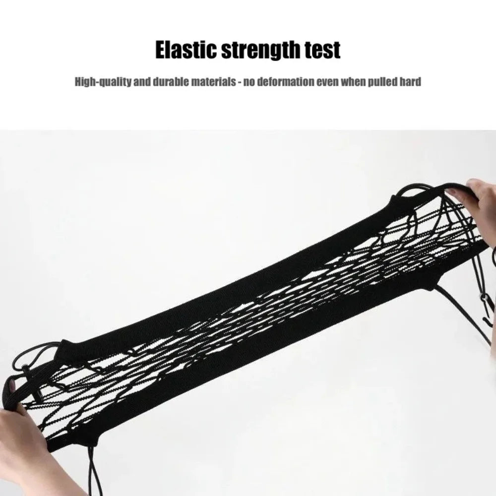 Car Interior Storage Net Bag - Seat Divider for Child Safety and Pet Barrier, Elastic Expandable Mesh Accessory