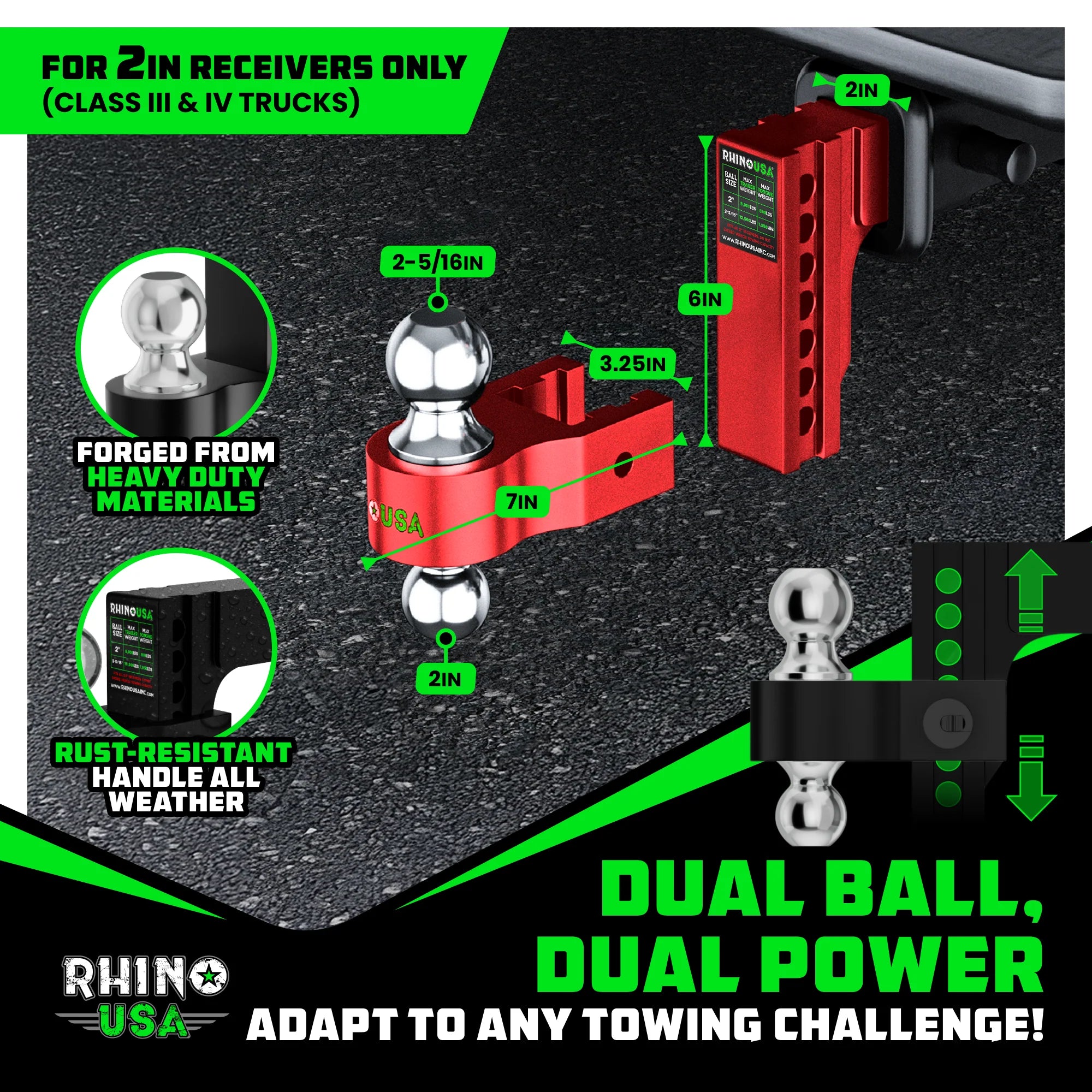 Adjustable Drop Hitch for 2-Inch Receivers