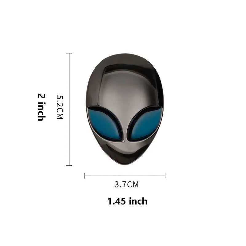 2Pcs Alien Head Auto Heck Emblem Badge Sticker Decal Car Fender Auto 3D for All Car Bike Motobike - DriveNova