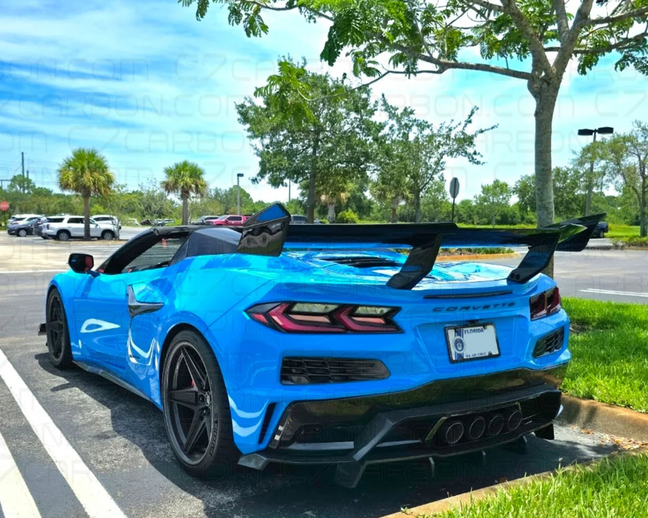 Rear Spoiler | Corvette C8 Z06/E-Ray/Zr1 (2023-2025) | ZR1 Style Chassis-Mount Carbon Fiber - DriveNova