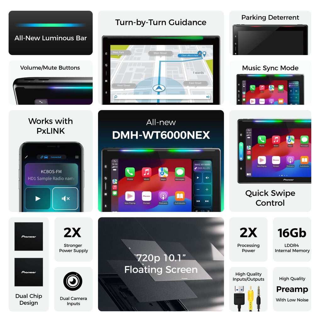 DMH-WT6000NEX 10.1-Inch Floating Single-DIN Multimedia Receiver with CarPlay