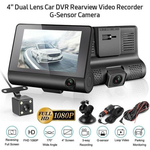 Car DVR 3 Cameras Lens 4.0 Inch Dash Camera Dual Lens With Rearview - DriveNova