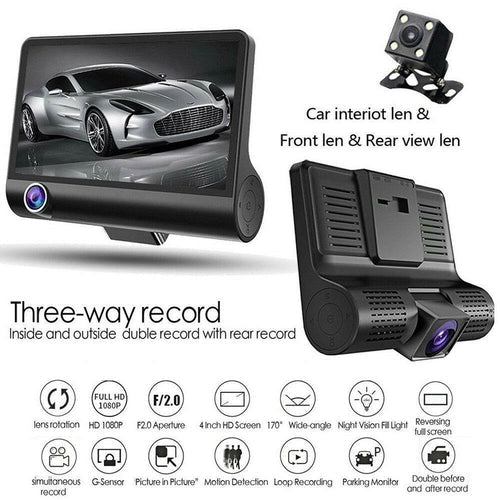 Car DVR 3 Cameras Lens 4.0 Inch Dash Camera Dual Lens With Rearview - DriveNova