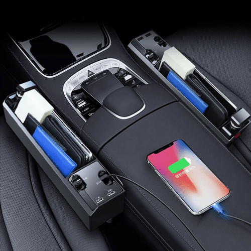 Car Seat Side Organizer with Charger Cable Car Seat Gap Storage Box - DriveNova