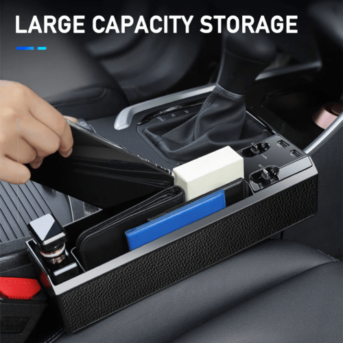 Car Seat Side Organizer with Charger Cable Car Seat Gap Storage Box - DriveNova