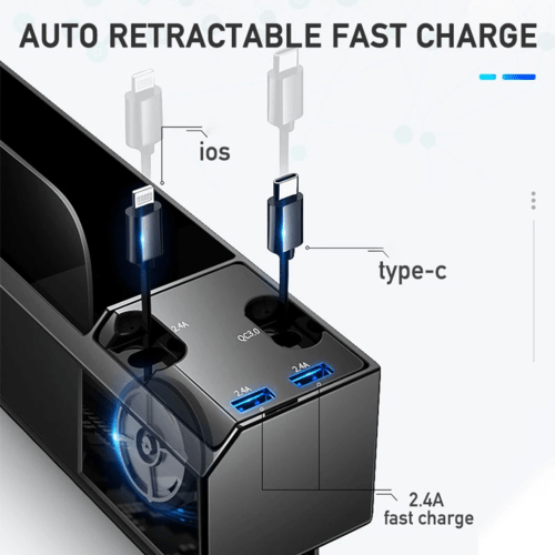 Car Seat Side Organizer with Charger Cable Car Seat Gap Storage Box - DriveNova