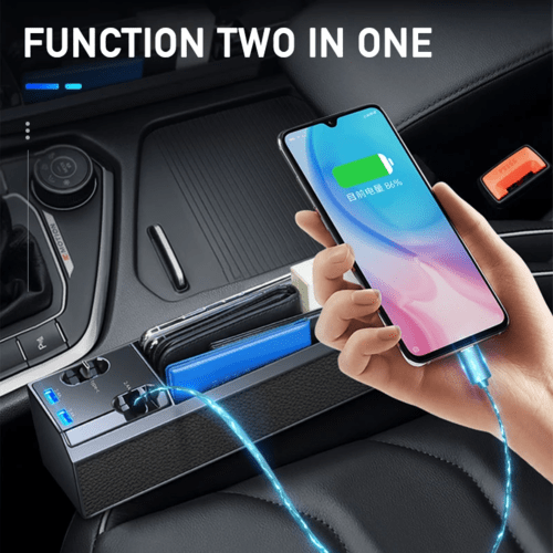 Car Seat Side Organizer with Charger Cable Car Seat Gap Storage Box - DriveNova