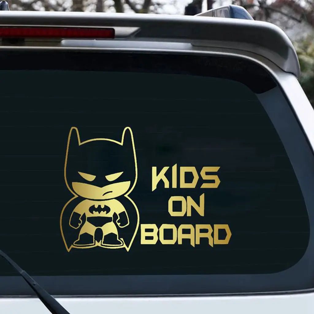 Car Sticker Kids Baby on Board 19*13.9Cm Funny Car Decal Reflective Laser 3D Car Stickers Vinyl Car Styling Black Silver - DriveNova
