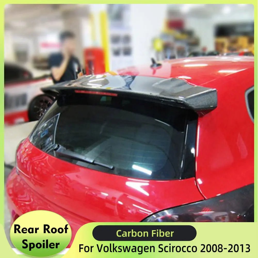 Carbon Fiber Rear Roof Spoiler for Volkswagen Scirocco (2008-2013) - Non R Rline FRP Trunk Window Wing Lip Spoiler - DriveNova