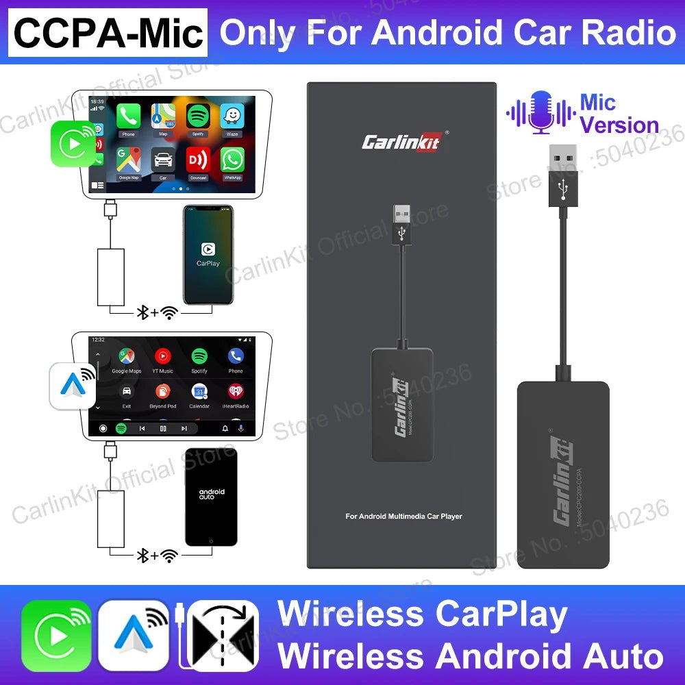 CarlinKit CCPA Wireless CarPlay For Android Car Radio Wireless Android Auto Wireless Auto Connect Mirrorlink Smart USB Adapter - DriveNova