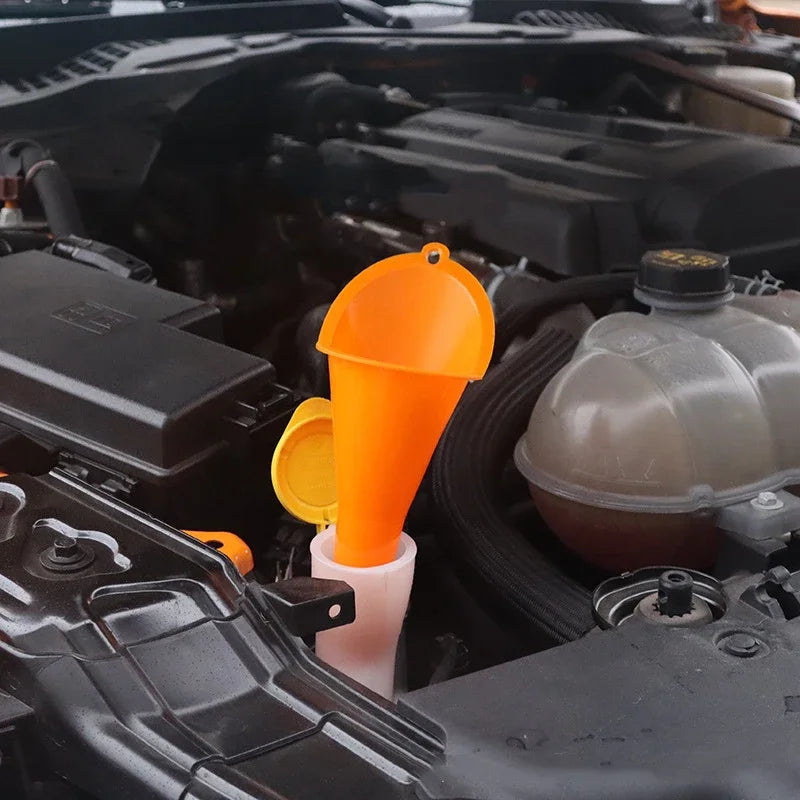 Long Stem Anti-Splash Funnel for Gasoline and Oil Filling - Plastic Refueling Tool for Cars and Trucks