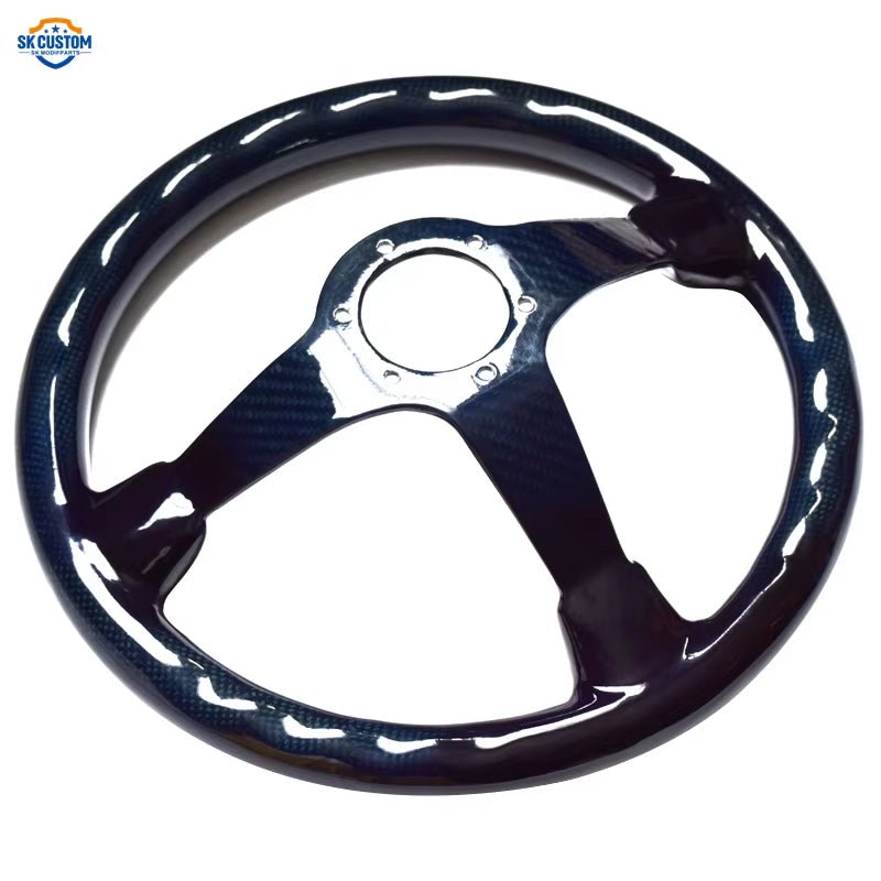 Custom Universal Racing Car Steering Wheel in Blue Carbon Fiber - DriveNova
