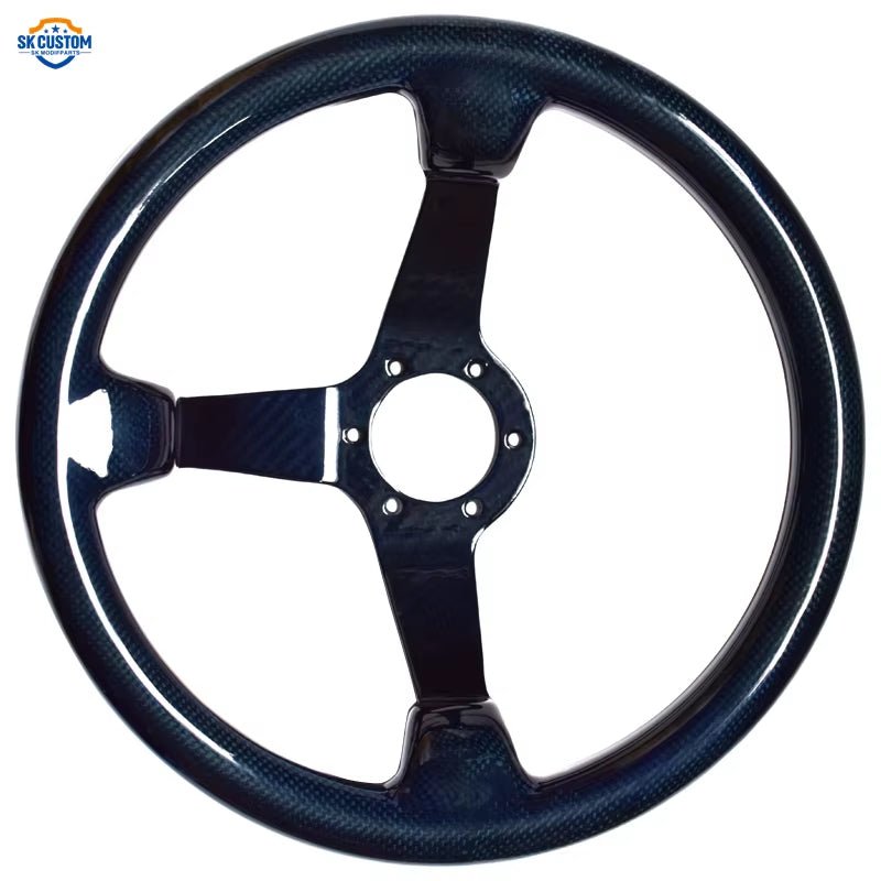 Custom Universal Racing Car Steering Wheel in Blue Carbon Fiber - DriveNova