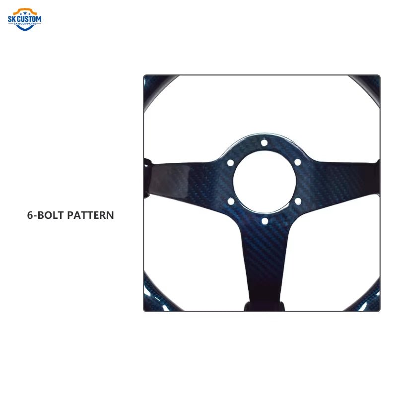 Custom Universal Racing Car Steering Wheel in Blue Carbon Fiber - DriveNova