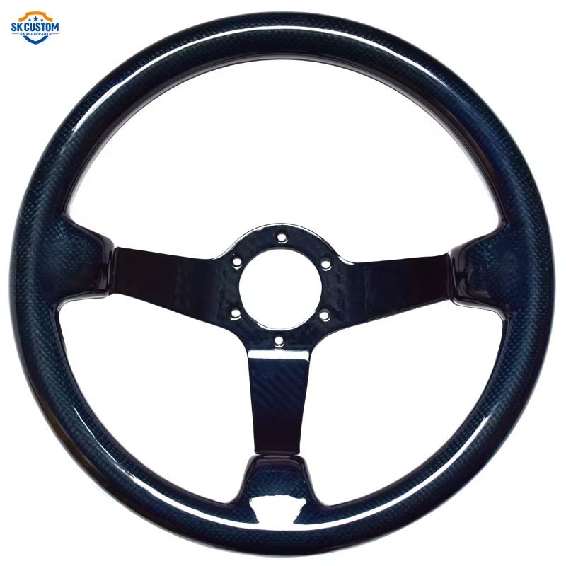 Custom Universal Racing Car Steering Wheel in Blue Carbon Fiber - DriveNova