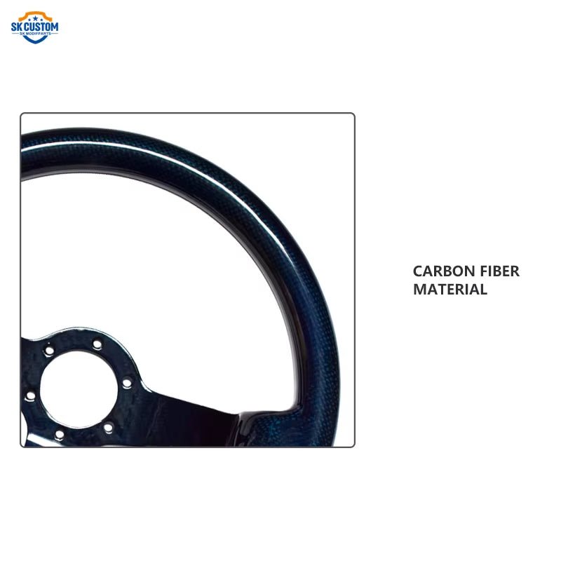 Custom Universal Racing Car Steering Wheel in Blue Carbon Fiber - DriveNova