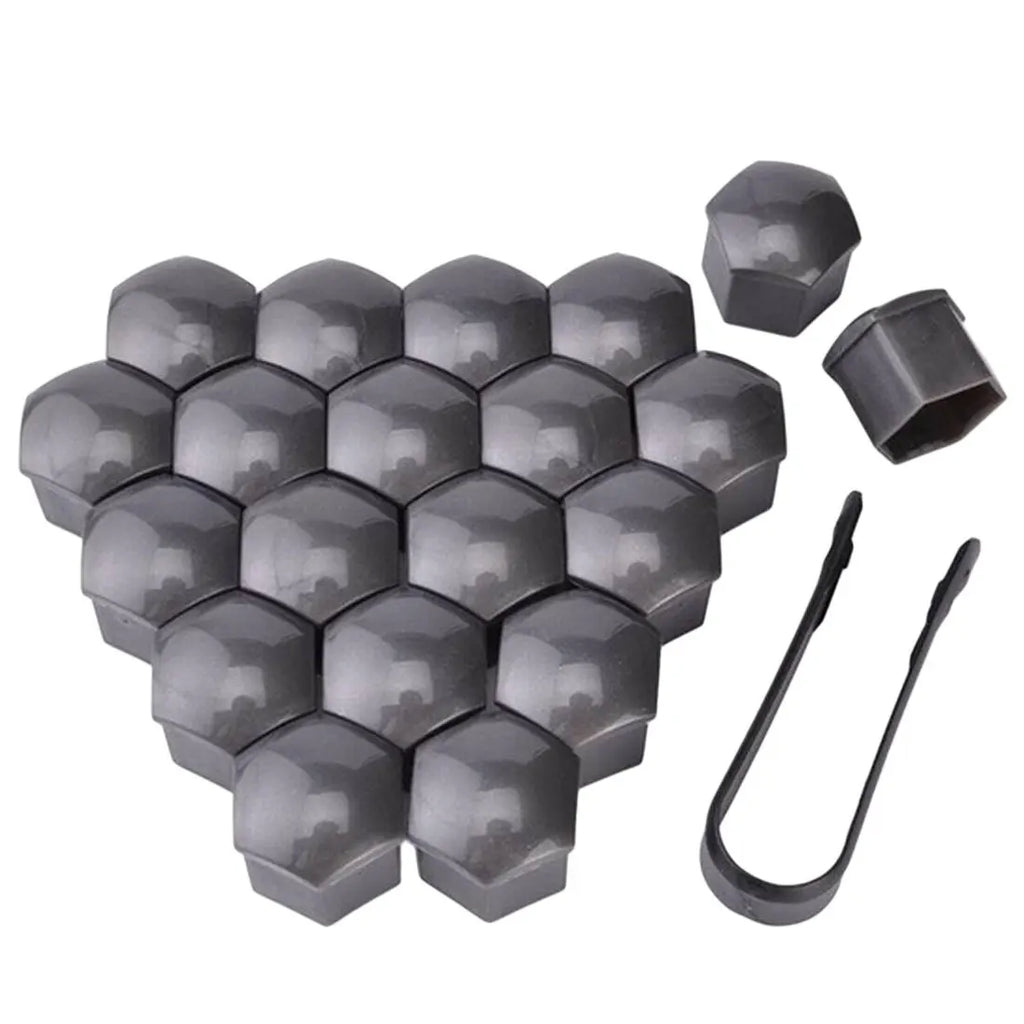 20-Piece Set of Black Car Wheel Nut Caps for 17mm, 19mm, and 21mm Protection and Decoration
