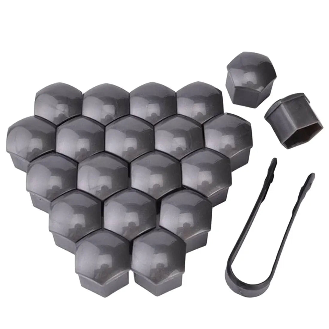 20-Piece Set of Black Car Wheel Nut Caps for 17mm, 19mm, and 21mm Protection and Decoration