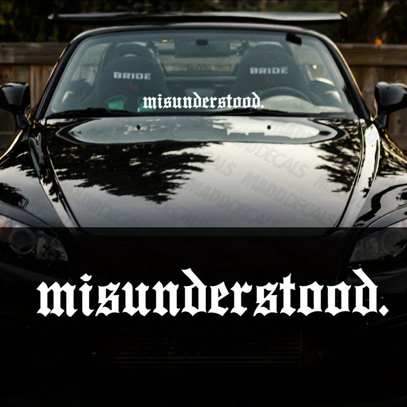 1Pc 20/30/36In Misunderstood Decals Car Front Windshield Stickers Windscreen Banner Vinyl Car Window Decoration - DriveNova