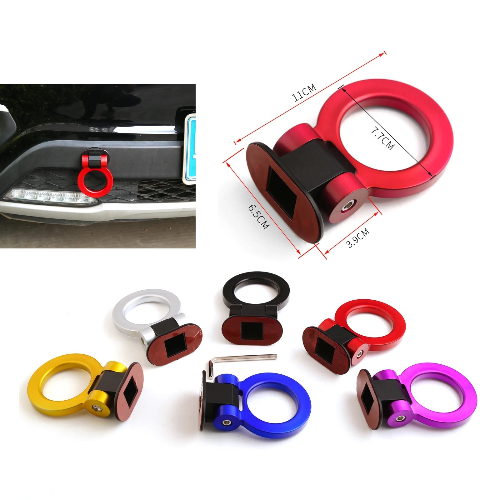 Decorative Fake Tow Hook Sticker Kit Universal Fit Car Bumper Exterior Accessories, Auto Body Styling Decals Non-Functional - DriveNova
