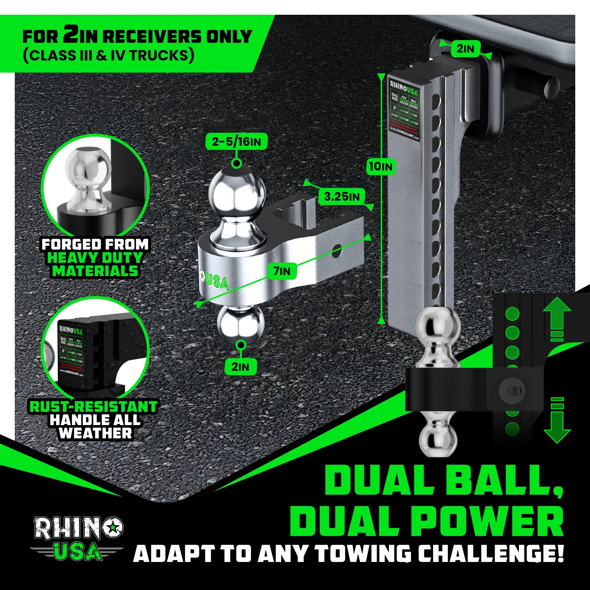 Adjustable Drop Hitch for 2-Inch Receivers