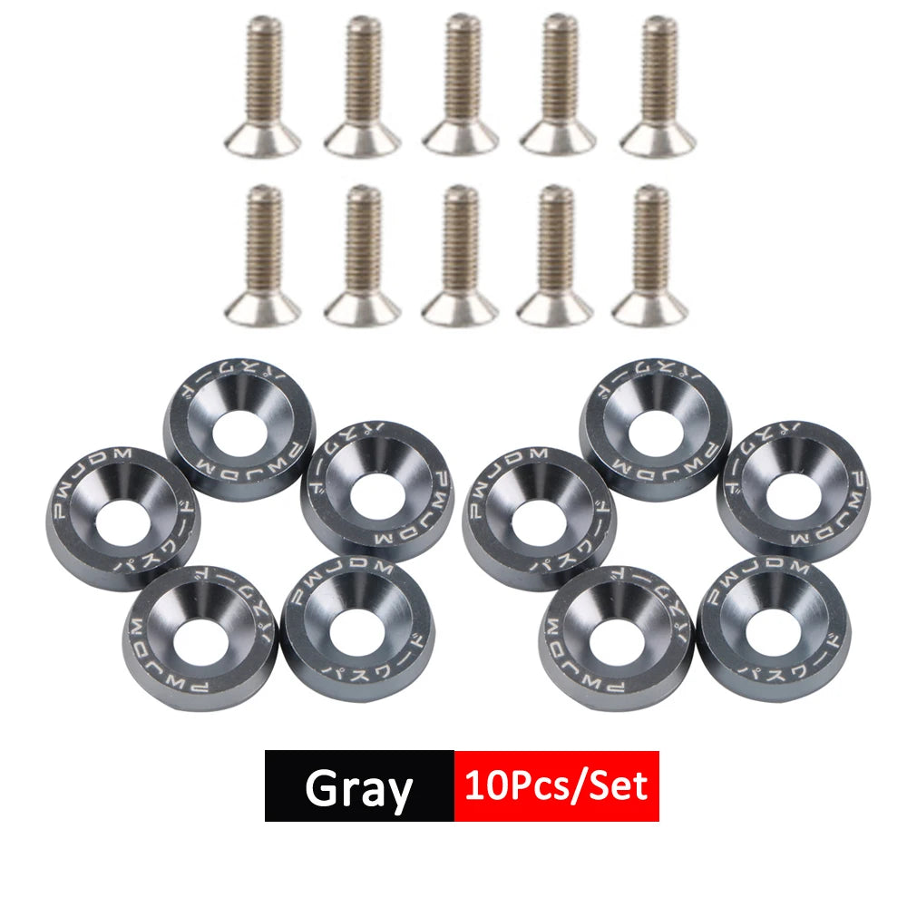 1Set Billet Aluminum Fender Bumper Washer Bolt Engine Bay Screw Dress up Kit JDM M6X20Mm Bolts - DriveNova