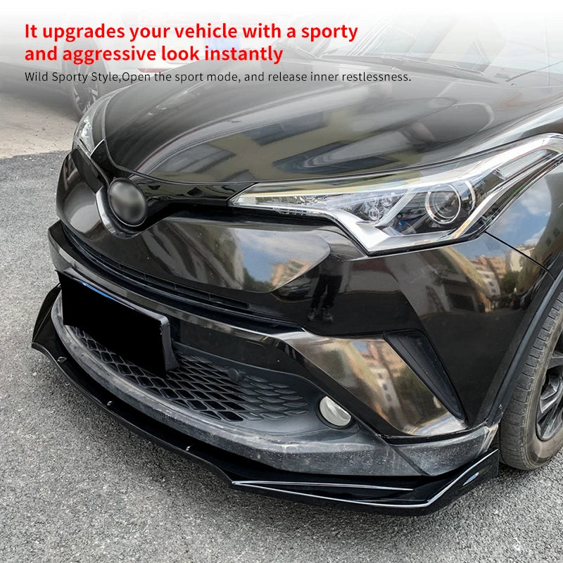 For CHR 2018 2019 2020 2021 2022 Car Front Bumper Splitter Lip Body Kit Spoiler Diffuser Deflector Chr Carbon Fiber Look ABS - DriveNova