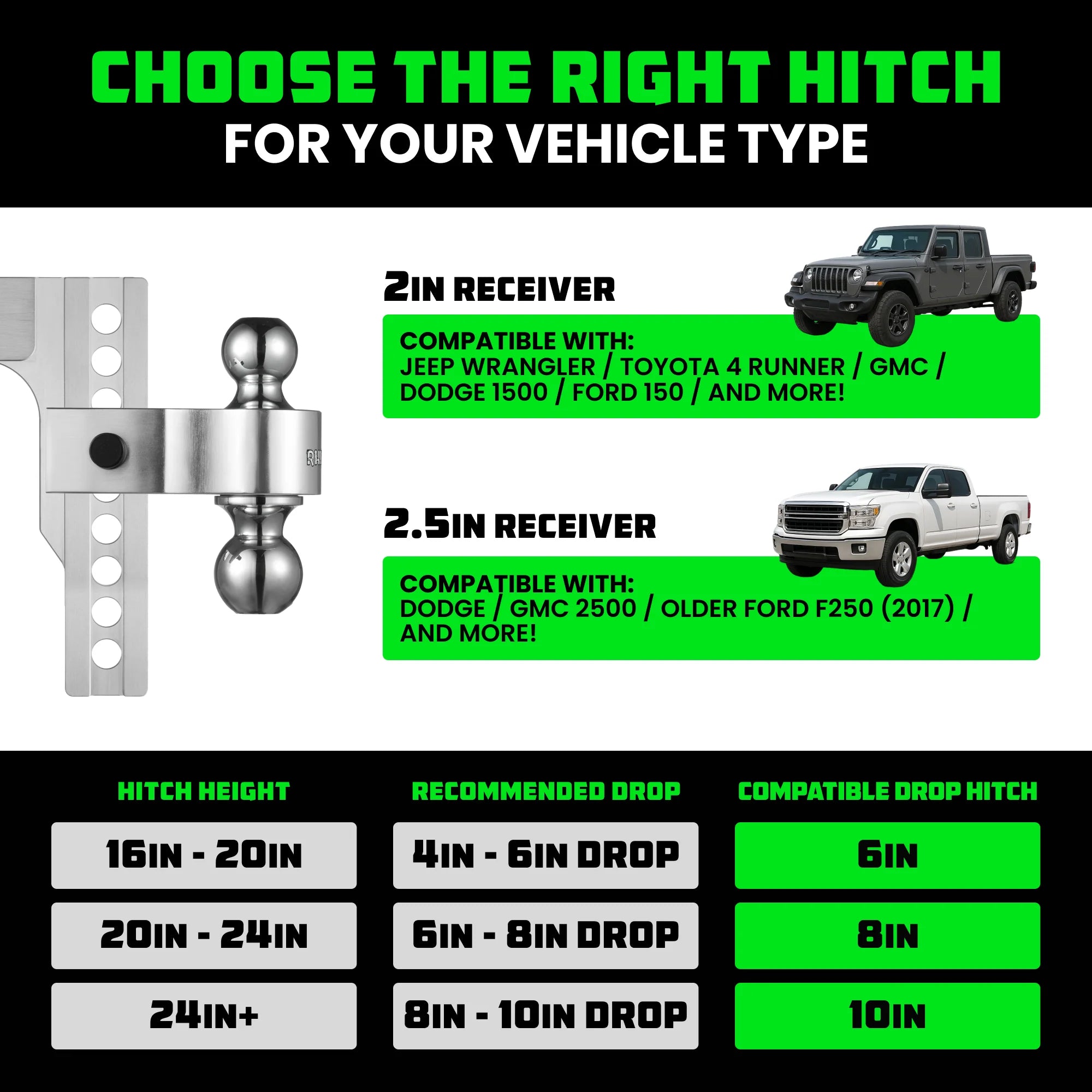 Adjustable Drop Hitch for 2-Inch Receivers