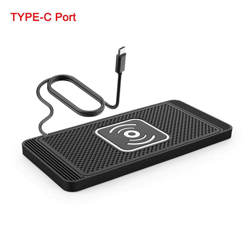 Car Wireless Charger with Silicone Non-Slip Pad for iPhone 15/14/13/12, Samsung S24/S23, and Xiaomi - Fast Induction Charging Solution