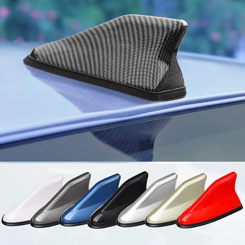 Universal Shark Fin Car Antenna - Carbon Fiber Style Auto Radio Signal Aerial for Vehicle Customization